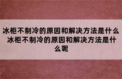 冰柜不制冷的原因和解决方法是什么 冰柜不制冷的原因和解决方法是什么呢